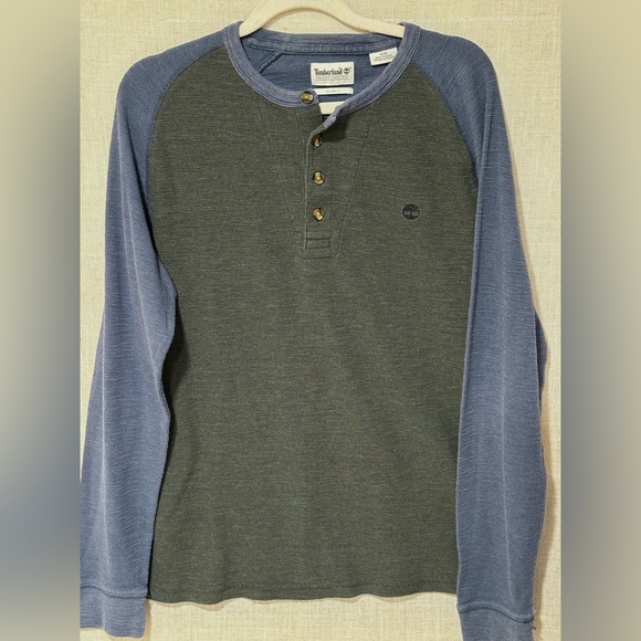 Timberland Dark Green and Navy Henley Shirt - Picture 1 of 6